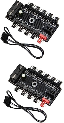 Onchdbfhuu 2X 10 Port PC Chassis Fan Hub CPU Cooling HUB 12V 4 Pin Fan PWM Hub Controller