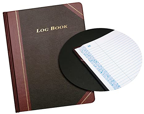 Adams Log Book, 8.13 x 10.38 Inches, Black Covers with Maroon Spine, 150 Pages (ARB810L15)