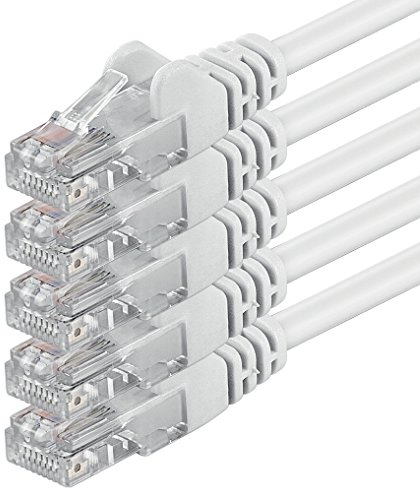 1aTTack.de 5m - bianco - 5 pezzi - Rete Cavi Cat6 CAT 6 | 10/100 / 1000/10000 Mbit/s | per switch, router, modem, Patchpannel, Access Point, pannelli di permutazione