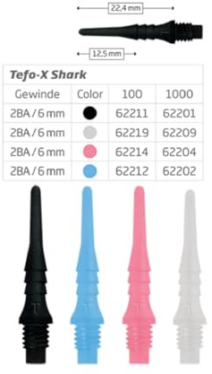 Bull´s Tefo-X Shark Softtip Dart Spitzen für E-Dart, Farbe:weiß