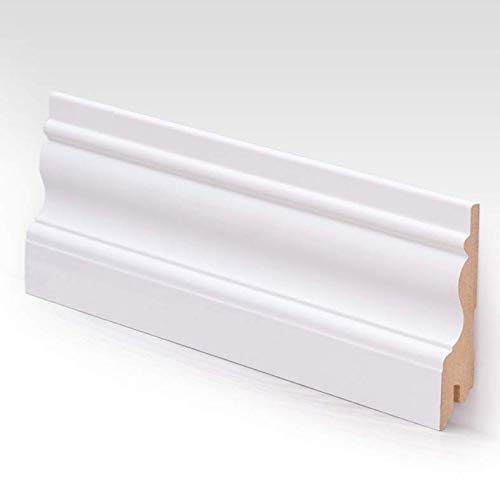 R&G Battiscopa Vittoriano H:120 Bianco in MDF - Asta Da 260 Cm Pavimento Laminato