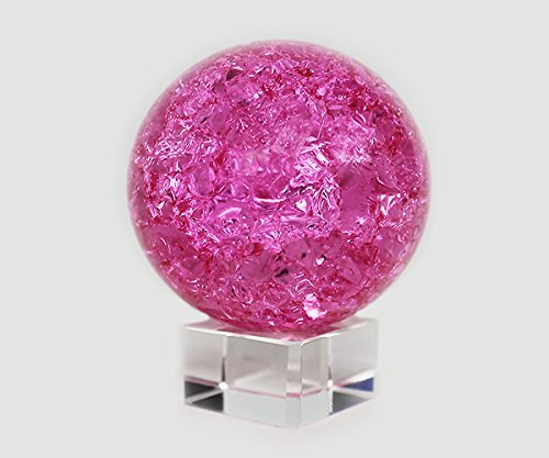 Glaskugel Effekt Kugel auf Sockel Vollglas Splittereffekt (pink)
