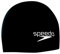 Speedo Black Elastomeric Solid Silicone Swim Cap, One Size