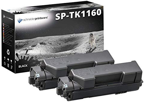 2 Schneider Printware Toner | 100% höhere Reichweite | kompatibel zu Kyocera TK-1160 TK1160 für Kyocera ECOSYS P2040 P2040 dw DN | Schwarz 14.000 Seiten