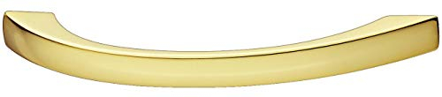Gedotec Schrankgriff Messing Möbelgriff 128 mm Bogengriff Küche - Minas | Stahl Gold poliert | Vollmaterial massiv | eleganter Design Küchengriff | 1 Stück Kommoden-Griff mit Befestigungsmaterial