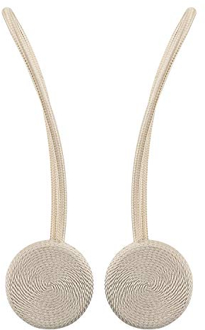 Lewondr Magnetischer Vorhang Raffhalter zum Anklemmen Vorhänge(2 Stücke), Fenster drapieren Holdbacks Dekoratives Handstrickendes mit starkem dauerhaftem Magneten für Innenministerium, Beige