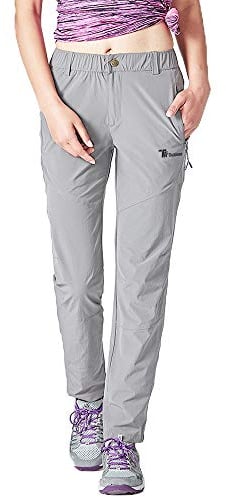 donhobo Damen Outdoor Wanderhose Quick Dry Campinghose Ultraleichter Verschleißfester UV-Schutz Atmungsaktiv Trekkinghose Funktionshose (Grau,L)