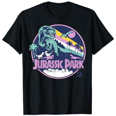 Jurassic Park Purple Retro Dinosaur Scene T-Shirt