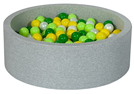 Velinda Bällebad Ballpool Kugelbad Bällchenbad Bällchenpool Kinder Pool mit 300 Bällen (Farbe der Bälle: perlweiß, gelb, grün, hellgrün)