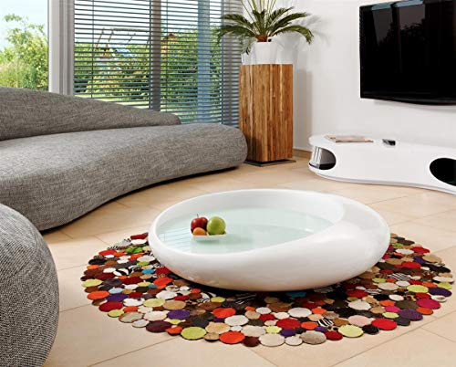 Unbekannt SalesFever Couchtisch Couchtisch 100x100x25 cm weiß Fiberglas Fiberglas, Glas L = 100 x B = 100 x H = 25 weiß