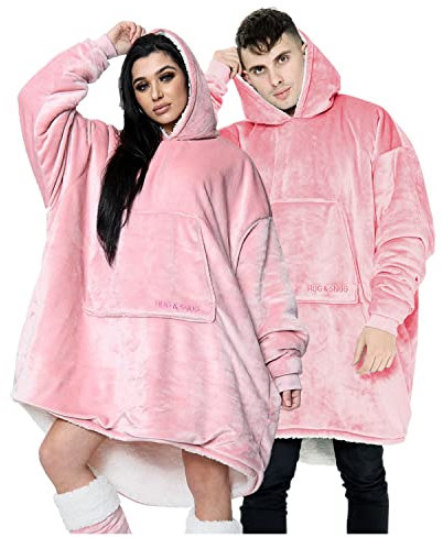 Hug Snug Oversized Hoodie Women, Sherpa Fleece Snuddies Women Blush Pink Blanket Hoodie Mens, Wearable Blanket Women's Hoodies Adults Snuddie Udie