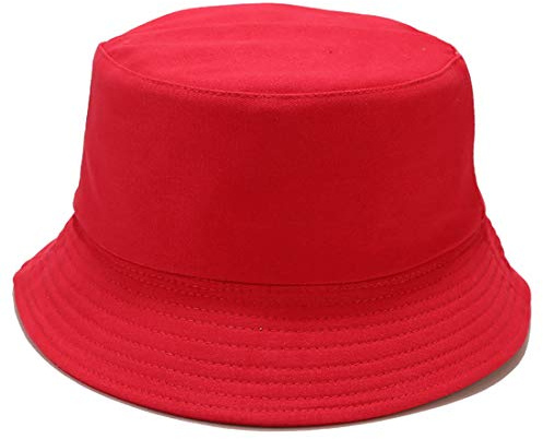 Yixda Classic Sonnenhut Fischerhut Reversibel UV Schutz Sommermütze Eimer Hut (Rot)
