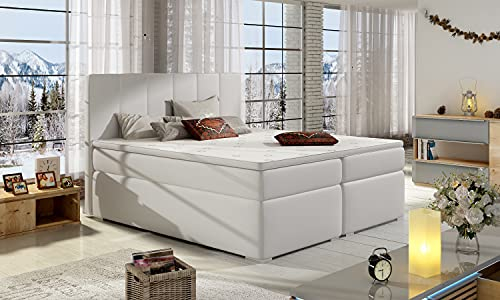 All4All Boxspringbett Bali III Polsterbett Bett 180x200cm mit Bettkasten Toper Gewebe Kunstleder Möbel 23 (Soft17)