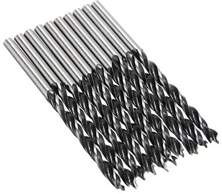 Dix 75mm long travail du bois Forets avec 4 mm Diamètre twist Les forets avec point un centre de perçage dans du bois