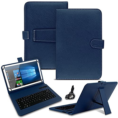 NAUC Tastatur Hülle kompatibel für Blackview Tab 8 / 8E Tasche QWERTZ Bluetooth Schutzhülle Keyboard kabellos deutsche Tastatur QWERTZ Layout Case 10.1 Cover, Farben:Blau