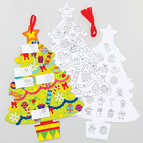 Baker Ross FC184 Adventskalender zum Ausmalen - 5er Pack, Kinder Kunstset, Gestalte deinen eigenen Adventskalender
