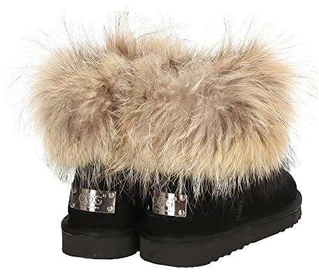 OOG Boots Damen Lederboots Stiefel Schneestiefel echtes Leder, warme und Fell gefütterte Winterschuhe, rutschfeste, Flache, bequem und Kurze Stiefel (SmokeBeige, numeric_40)