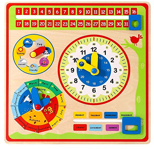 SOKA Magnetischer Holzkalender Lernspielzeug für Kinder Mädchen Jungen