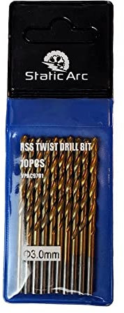 10x HSS Titanium Coated Drill BIT Set Pack Steel Wood Plastic 1/2/3/4/5/6mm (3mm)