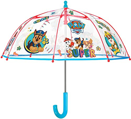 PERLETTI Stockschirm mit Paw Patrol Motiv, windfester Regenschirm für Jungen und Mädchen mit manueller Sicherheitsöffnung, Durchmesser ca. 64 cm