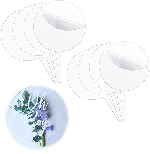 WiDream 8 Stück Acryl Kuchen Topper, DIY Acryl Torten Topper, Transparente Tortenaufsätze aus Acryl, Cupcake Topper Blanko, für Geburtstag, Party, Hochzeit Kuchendeko
