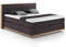Mivano Levana Boxspringbett mit Sockel aus Eiche, 7-Zonen-Federkern, Matratzen H2/H3 + Topper Basic, Chenille, Dunkelbraun, Liegefläche 180 x 200 cm