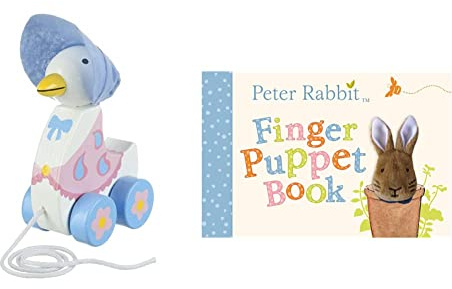 Orange Tree Toys Jemima Puddle Duck Peter Rabbit & Friends Pull Along, & Peter Rabbit Finger Puppet Book