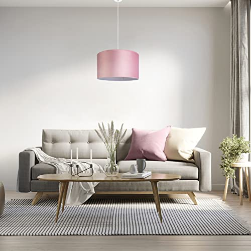 Paco Home Pendelleuchte Stehleuchte Dreibein Wohnzimmer Lampenschirm Velours Unifarben Deko Vintage Samt E27 Textilkabel, Farbe:Pink Weiß (Ø45.5 cm), Leuchtenart/Farbe:Pendelleuchte - Weiß