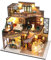 Spilay Diy Miniature House Kit, Wooden Mini Doll house with Furniture and Dust Cover and Music Box, 1:24 Creative Room Idea Gift for for Christmas Valentine's Day - (Dream Building Pavilion) M2132