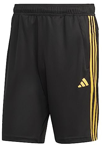 adidas Essentials Herren Piqué 3-Streifen Trainingsshorts, Schwarz/Intensives Gold, XL Tall