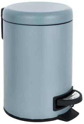 Baroni Home Pattumiera Bagno con Pedale, Cestino spazzatura Moderno, Pattumiera di design in ceramica per il bagno, 24x17x25 cm, Blu Avio