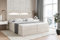 ALTDECOR Boxspringbett mit Matratze und Lattenrost, LED Boxbett, Topper, Polsterbett mit Bettkasten, Bett mit Stauraum H4-Matratze, Doppelbett, Springboxbett - Noel Gold - 180x200 - Beige Samt