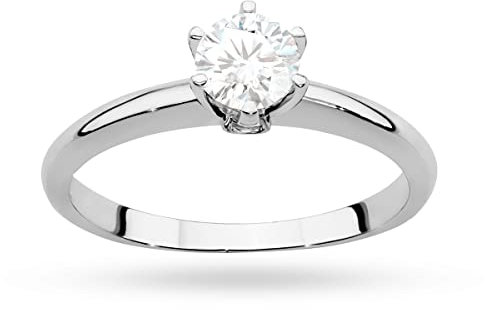 MARKO Weißgold Damen Gold Verlobungsring mit 0,60 Karat Weißer Saphir und 0,04 Karat Diamanten | 14 Karat Gold (585) | Goldring mit Box | Goldring für Frauen (Weißgold, 54 (17.2))