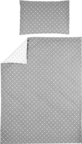 MEYCO Bettwäsche Juniorbett 120x150cm inkl. Kopfkissenbezug Louis Grey | 100% Baumwolle - Oeko Tex zertifiziert - weich - atmungsaktiv - waschbar & trocknergeeignet