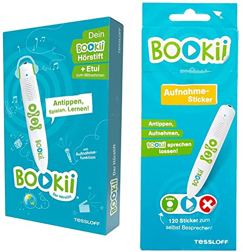 BOOKii Der Hörstift. Mit vielen vorinstallierten Titeln und für alle weiteren Produkte Welt! Antippen, Lernen! & 120 AufnahmeSticker neutral Paket 1, Nr. 001-120: Eigene Texte und Töne