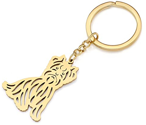 RAIDIN Stainless Steel 18K Gold Silver Plated Cute Dog Keychain Keyring for Women Girls Gifts Car Purse Keys Dog Lovers Charms Accessories