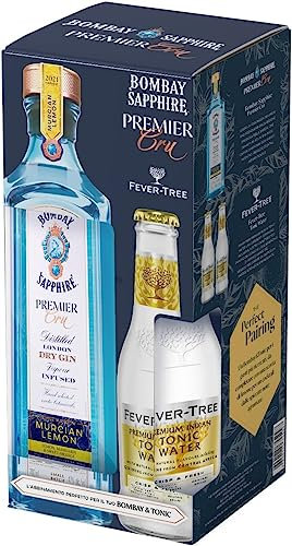 Bombay Sapphire Premier Cru Gin & Tonic Cocktail Kit, con Bombay Sapphire Premier Cru Premium Distilled London Dry Gin, Vol. 47%, 70 cl / 700 ml, e Fever Tree Indian Tonic Water 2 x 20cl