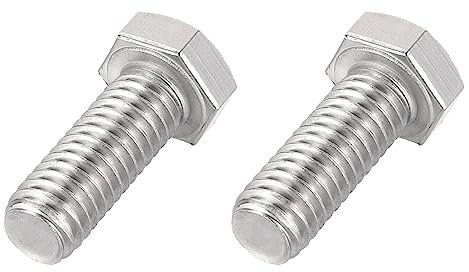 QUARKZMAN 3/8-16x1 Hexagonales Pernos x 2uds Completa Rosca Hexagonal Tornillo Perno Sujetador para Fijación y Reparación Objetos, [Plateado Tono, 304 Inoxidable Acero]