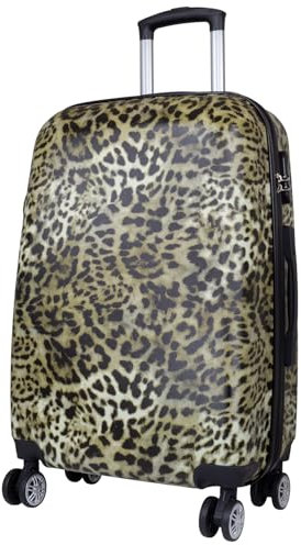 Trendyshop365 Hartschalen Koffer mittelgroß Leopardenfell 65 cm 59 Liter 4 Rollen