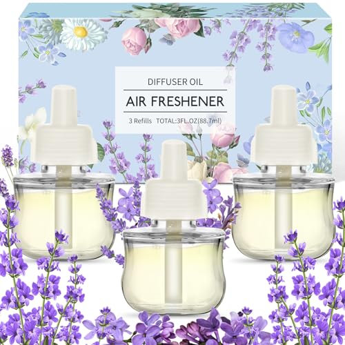 LA BELLEFÉE Duftölflakon Lavendel Duft, Raumduft Lufterfrischer, komp. zu Air Wick Duftstecker, 3 Duftflakon x29 ML, Elektrischer Raumduft Duftöl, Duftstecker Nachfüller für Räume, Bäder, Schlafzimmer