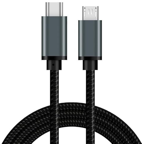 LARRITS Short Braided USB C to Micro USB Cable 1FT (Micro USB to USB-C Cable, USB Type C to Micro USB Cable) Gray for MacBook Pro Air Galaxy S23 S22 S21 Pixel 8/7/6/5/4/3 OnePlus 11 10 9 (30cm)