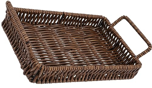 BESTonZON Panier De Rangement Corbeilles à Pain Corbeille De Fruits En Rotin Plateaux à Biscuits Pour Offrir En Cadeau Panier Chauffe-pain Avec Pierre Panier à Nourriture Rectangle