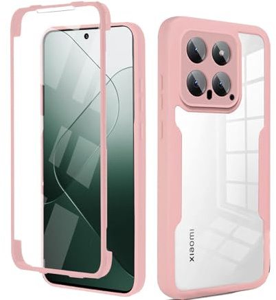 betterfon 360 Grad Hülle Kompatibel mit Xiaomi 14 | Handyhülle mit eingebautem Displayschutz für 14 | Rosa