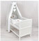 Generisch Baby Delux Babybett Komplett Set Kinderbett 60x120 cm umbaubar zum Juniorbett weiß 10-TLG Max Bettset Matratze Chiffonhimmel (Wippe Zick Zack)