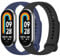 Pack 2 Straps Compatible with Xiaomi Mi Band 8 Straps Women Men, Soft Silicone Replacement Strap for Xiaomi Mi Band 8, Length Adjustable (Black/Blue)