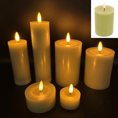 Online Fuchs 6er Set LED Kerzen aus Echtwachs mit 6 Stunden Timerfunktion und realistischer Flamme - 340 (Schilfgrün)