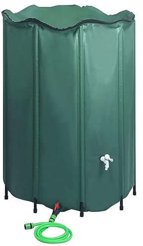 Gecheer Collapsible Rain Barrel 1350L Dark Green PVC for Water Collection and Garden Use Model48609