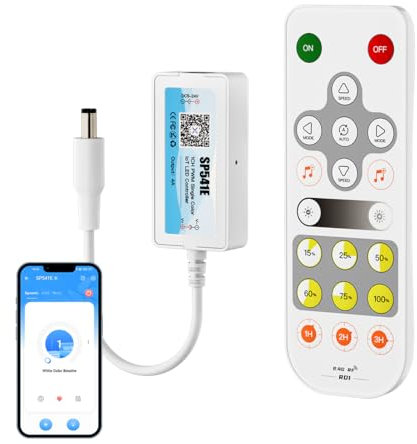 SEZO DC5V-24V PWM WiFi LED Controller SP541E Monochrome RF LED Fernbedienung 2.4GHz Bluetooth Kontrolle für fcob cob LED Streifen Kompatibel mit Alexa Google Home Steuerung