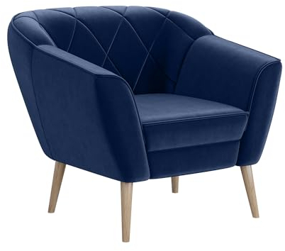 MEBLINI Sofa Sessel für Wohnzimmer - Mini Lounge für eine Person - Loungesessel - Armlehnstuhl - Armchair - Gisela - 1 - Blau Samt