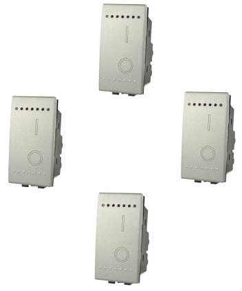 4 Pezzi Interruttore Bipolare 2P 16A tasto 0 1 compatibile Living Light e International Bianco Nero Silver Grigio Tech incasso presa a muro (4 pezzi Grigio)